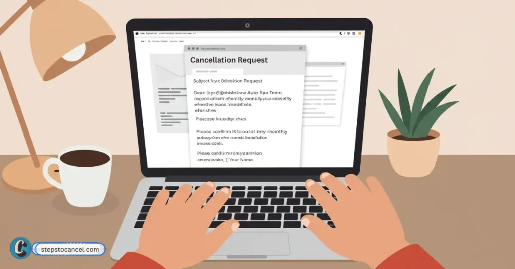 a laptop screen with cancellation request letter