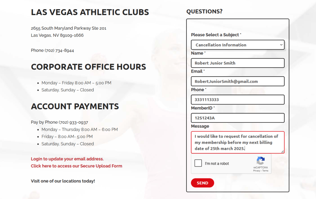 3 Simple Methods to Cancel your LVAC Fitness Membership Filling up conatct form of LVAC to inquary or follow up on cancellation process