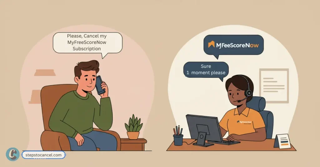 2 Simple Ways to Cancel MyFreeScoreNow man requesting MyFreeScoreNow support to Cancel his subscription via phone call