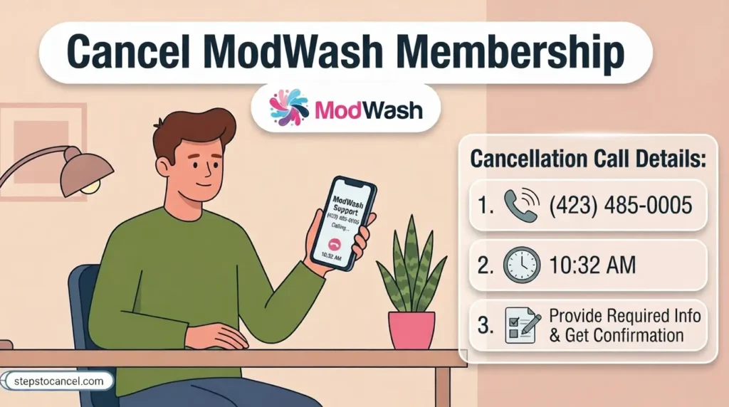 Man calling Modwash Cancellation suppor by Phone Call